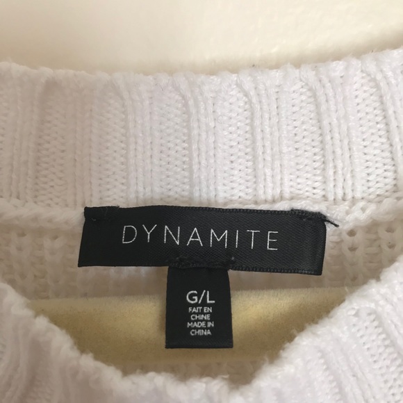 Dynamite white cold shoulder knit sweater L - Picture 7 of 11